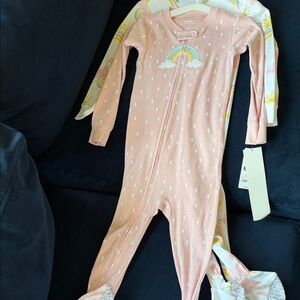 Carter's Light Pink Kids Footie with Rainbow Design